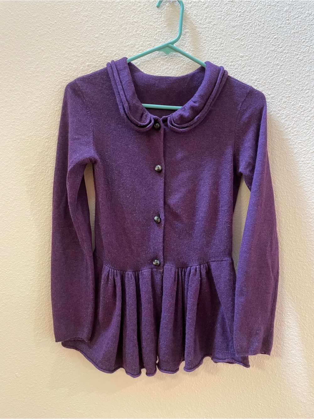 Barneys New York vintage ruffle wool cardigan sweater